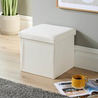 Ottoman Storage Chest Folding Corduroy Fabric Solid Storage Box