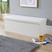 Extra Large Boucle Ottoman Box Space Saving Storage Chest