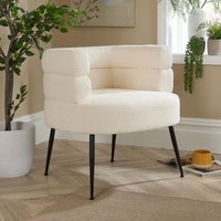 Home Source Barrel Boucle Teddy Fur Accent Chair Modern Home Living Seating in Cream