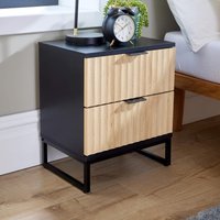Home Source Modern Black Wood Bedside Cabinet Drawers Bedroom Table Organiser