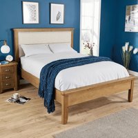 Home Source Solid Wood King Size Bed Frame Wooden Slats Bedroom Smoked Oak in Brown