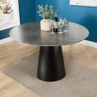 Home Source Modern Dining Table 120cm Round MDF Melamine Top Grey Home Kitchen