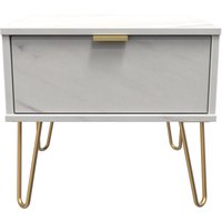 Ready Assembled 2 U Chevron 1 Drawer Side Table (Ready Assembled) in Off-White