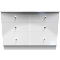 Ready Assembled 2 U Broadway 6 Drawer Wide Chest with LED lights (Ready Assembled) in White