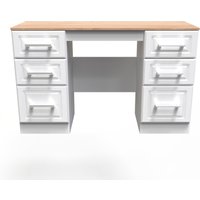 Ready Assembled 2 U Norfolk 6 Drawer Kneehole Desk (Ready Assembled) in White