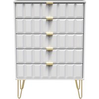 Ready Assembled 2 U Metro 5 Drawer Chest (Ready Assembled) in White | Size: Large
