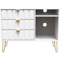 Ready Assembled 2 U Metro 3 Drawer TV Unit (Ready Assembled) in White | Size: Medium