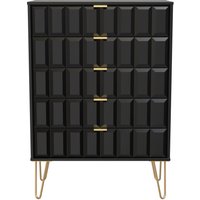 Ready Assembled 2 U Metro 5 Drawer Chest (Ready Assembled) in True Black | Size: Large