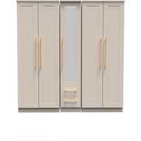 Ready Assembled 2 U Helmsley Tall 5 Door 2 Drawer 1 Mirror Wardrobe (Ready Assembled) in Taupe