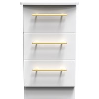 Ready Assembled 2 U Helmsley 3 Drawer Bedside Cabinet (Ready Assembled) in White