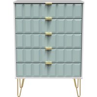 Ready Assembled 2 U Metro 5 Drawer Chest (Ready Assembled) in Duck Egg Blue