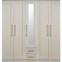 Ready Assembled 2 U Ripon Tall 5 Door 2 Drawer 1 Mirror Wardrobe (Ready Assembled) in Taupe