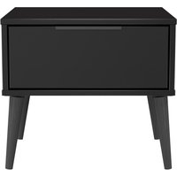 Ready Assembled 2 U Fuji 1 Drawer Bedside (Ready Assembled) in Black | Size: Small