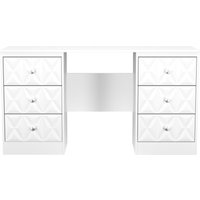 Ready Assembled 2 U Memphis 6 Drawer Kneehole Desk (Ready Assembled) in White