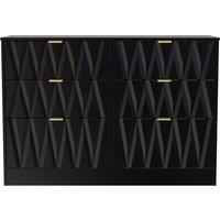 Ready Assembled 2 U Washington 6 Drawer Wide Chest (Ready Assembled) in True Black