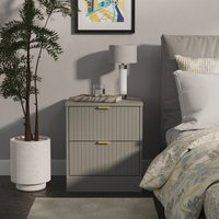 Ready Assembled 2 U Denver 2 Drawer Bedside (Ready Assembled) in Grey | Size: Small
