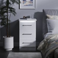 Ready Assembled 2 U Lyon 3 Drawer Bedside Cabinet (Ready Assembled) in White | Size: Small
