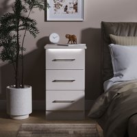 Ready Assembled 2 U Lyon 3 Drawer Bedside Cabinet (Ready Assembled) in Taupe | Size: Small
