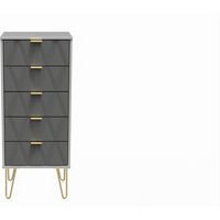 Ready Assembled 2 U Dallas 5 Drawer Tall Bedside (Ready Assembled) in Mid Grey