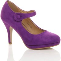 AJVANI Women's High Heel Mary Jane Court Shoes in Purple | Size: 5