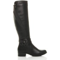 AJVANI Women's Zip Military Biker Style Knee Riding Boots in Black | Size: 5