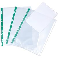 KAV Deluxe Glass Clear A4 Punched Pockets with Green Strip | Size: Large
