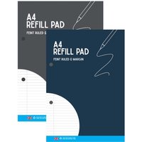 A4 Ruled Refill Pad 130 Pages Notepad 2 Punched Holes Pack