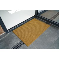 Desire Rugs Non Slip Coir Style Heavy Duty Rubber Back Door Mats in Beige | Size: 50 cm x 80 cm