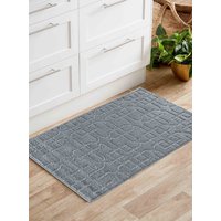 Desire Rugs Ivy Anti-Slip Cubed Trellis Design Doormat - Machine Washable for Easy Care in Dark Grey | Size: 80 cm x 150 cm