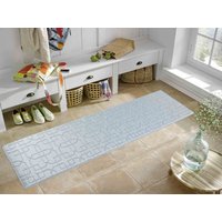 Desire Rugs Ivy Anti-Slip Cubed Trellis Design Doormat - Machine Washable for Easy Care in Silver | Size: 80 cm x 150 cm