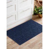 Desire Rugs Ivy Anti-Slip Cubed Trellis Design Doormat - Machine Washable for Easy Care in Navy | Size: 50 cm x 80 cm