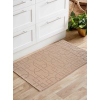 Desire Rugs Ivy Anti-Slip Cubed Trellis Design Doormat - Machine Washable for Easy Care in Beige | Size: 80 cm x 150 cm