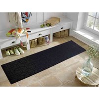 Desire Rugs Ivy Anti-Slip Cubed Trellis Design Doormat - Machine Washable for Easy Care in Black | Size: 40 cm x 60 cm