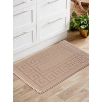 Desire Rugs Ivy Anti-Slip Greek Key Design Doormat - Machine Washable for Easy Care in Beige | Size: 50 cm x 80 cm