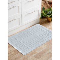 Desire Rugs Ivy Anti-Slip Greek Key Design Doormat - Machine Washable for Easy Care in Silver | Size: 60 cm x 220 cm