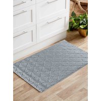Desire Rugs Ivy Anti-Slip Trellis Design Doormat - Machine Washable for Easy Care in Silver | Size: 60 cm x 220 cm