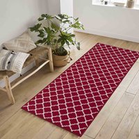Desire Rugs Anti-Slip Trellis Design Doormat - Machine Washable for Easy Care in Red | Size: 67 cm x 120 cm