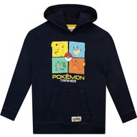 Pokemon Boy's Pikachu Bulbasur Charmander & Squirtle Trainer Hoodie in Black | Size: 7-8 Years