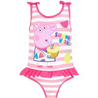 Peppa Pig Girl's Summer Time Stripe Swimsuit in Pink | Size: 5-6 Years