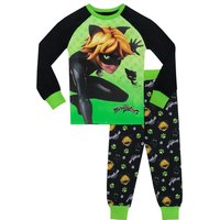 Miraculous Boy's Cat Noir Cosy Snuggle Fit Pyjamas in Green | Size: 6-7 Years
