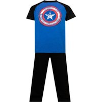 Marvel Men's Avengers Captain America Pyjamas in Black | Size: Large