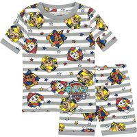 Paw Patrol Boy's Stripe Cosy Snuggle Fit Short Pyjamas in Grey | Size: 5-6 Years