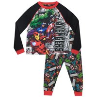 Marvel Boy's Avengers Pyjamas Iron Man Incredible Hulk Thor in Black | Size: 7-8 Years