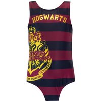 Harry Potter Girl's Hogwarts Crest Stripe Swimsuit in Red | Size: 6-7 Years