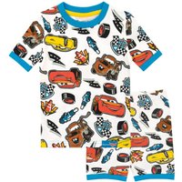 Disney Boy's Cars Short Pyjamas All Over Print in White | Size: 6-7 Years
