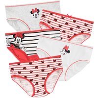 Disney Girl's Minnie Mouse Stripe Underwear 5 Pack in Red | Size: 6-7 Years
