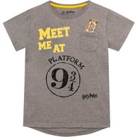 Harry Potter Girl's Platform 9 & 3/4 T-Shirt in Grey | Size: 12-13 Years