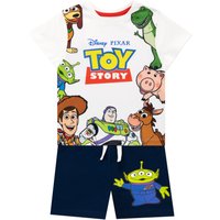 Disney Boy's Toy Story Woody Buzz Rex Slinky Hamm & Bullseye T-Shirt & Short Set in White | Size: 4-5 Years