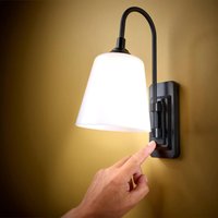 2 x Wall Mounted Lamp Battery Powered Cordless Rotating Angle Adjustable LED Spotlight or Uplighter Light H27 x W12 x D19cm