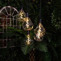 Battery Powered Diamond Bulb 5 Drop Pendant Light White LEDs 14 Lumen Weatherproof Home or Garden Hanging Lighting